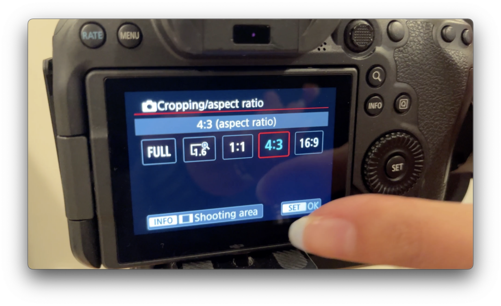 photo of aspect ratio camera settings on canon r6 for the best flay lay composition